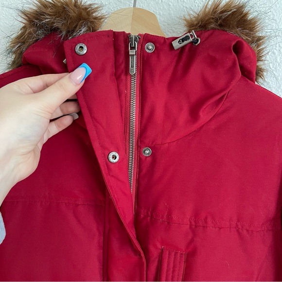 LAUREN RALPH LAUREN Red Down Fill Faux Fur Hood Cinch Waist Puffer Winter Jacket - Picture 4 of 14